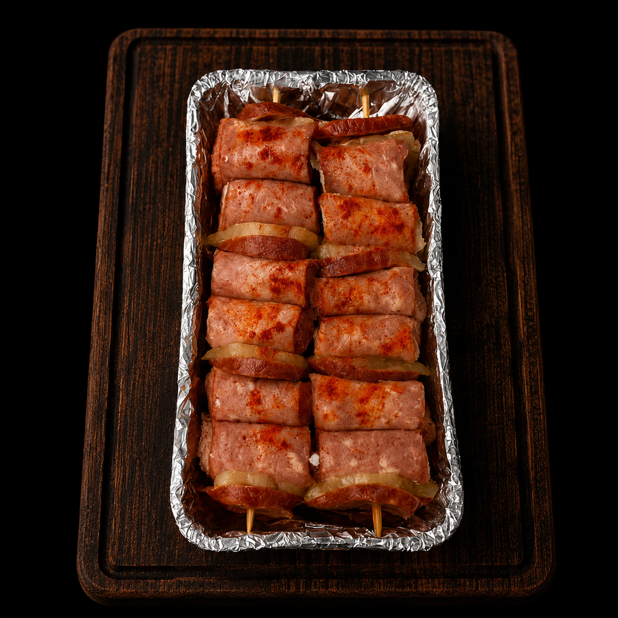 Espetada de frango e bacon