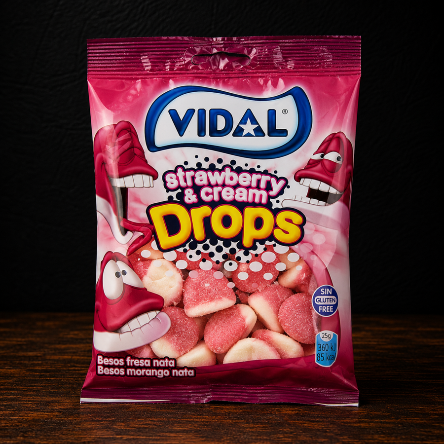 Vidal Strawberry & Cream Drops 90G